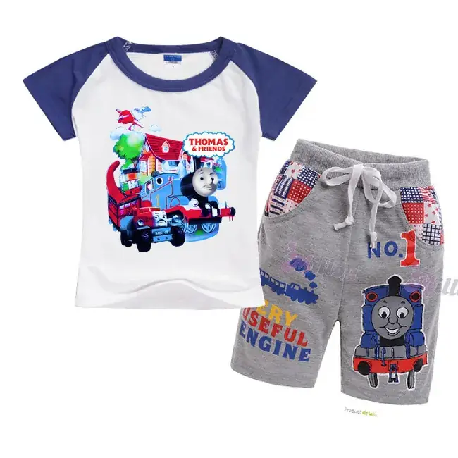 Thomas the Trains Set for Boys Girls Short Sleeve Cartoon Print - Image 6