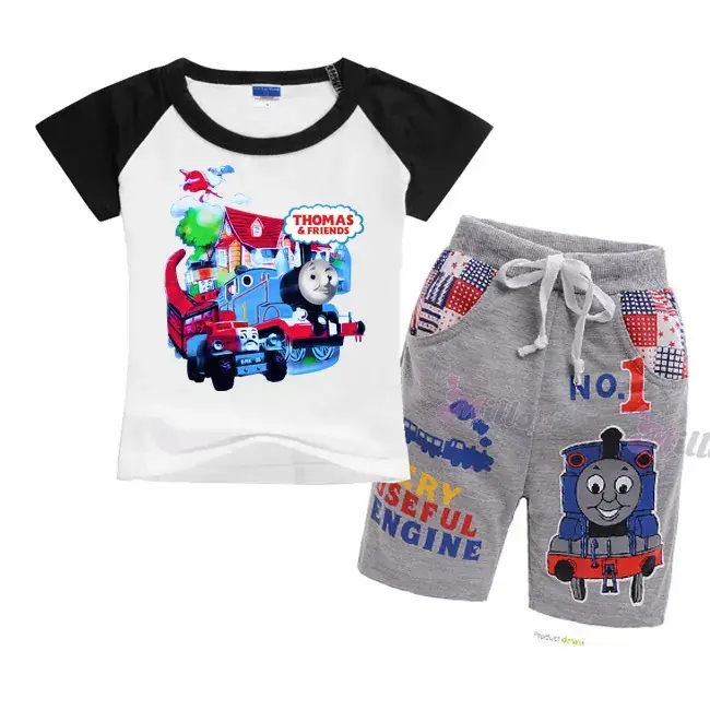 Thomas the Trains Set for Boys Girls Short Sleeve Cartoon Print - Image 3