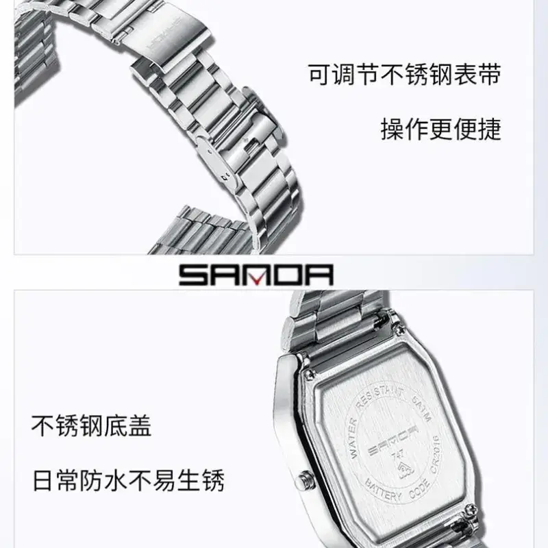 Sanda Women's Blue Digital Watch with Stainless Steel Band - Image 9