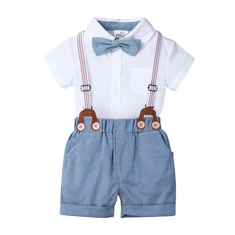 Boys Crossbody Shorts Set Blue Cotton Summer - Image 5