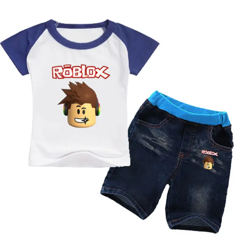 Roblox Kids T-Shirt & Shorts Set White Black Blue