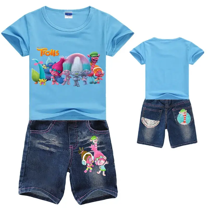 Kids Printed T-Shirt & Shorts Set Blue — feature 3