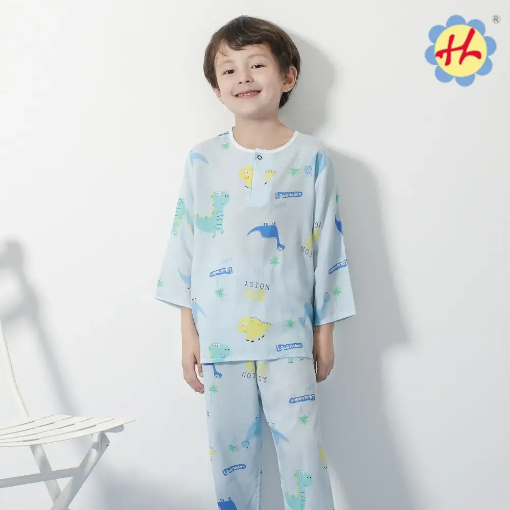 Children's Cartoon Cotton Silk Pajamas Set