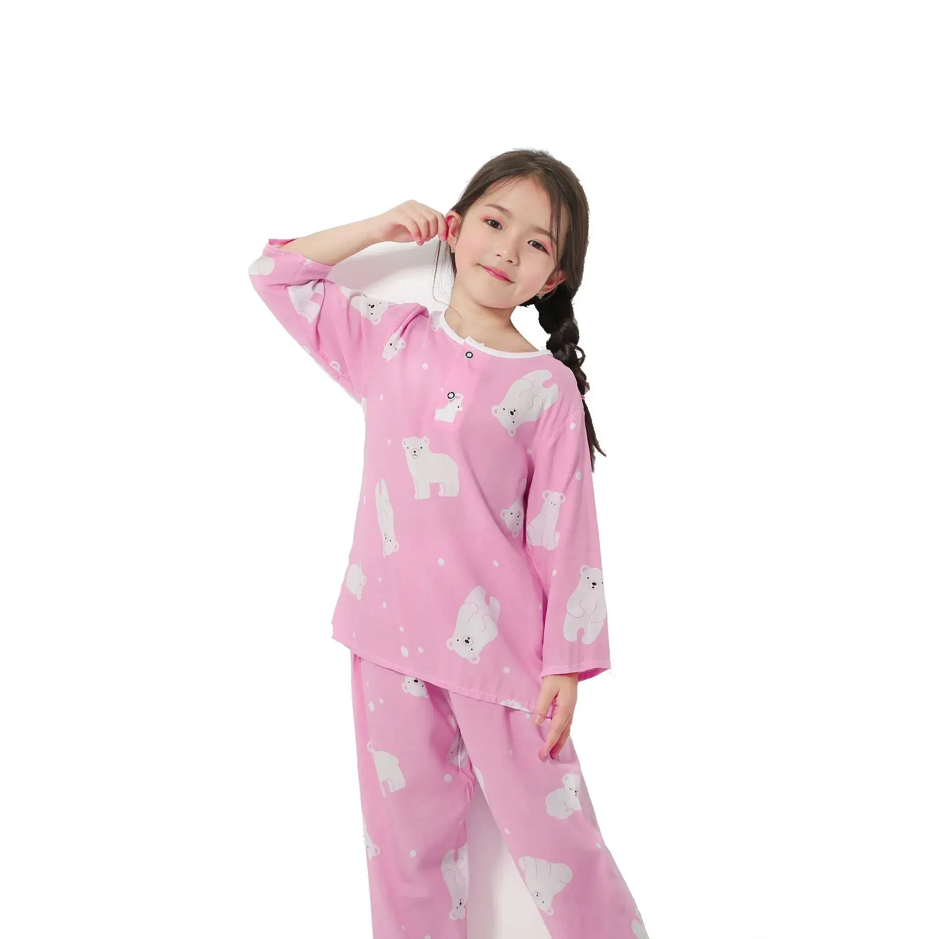 Children's Cartoon Cotton Silk Pajamas Set