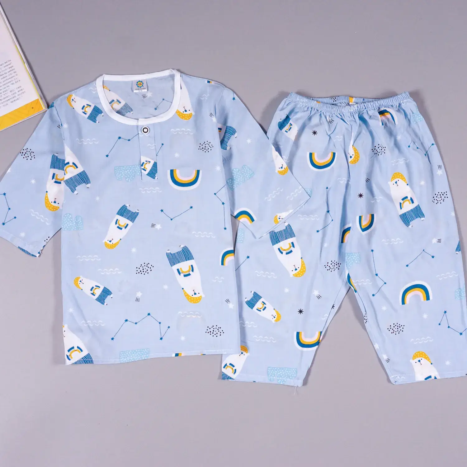 Children's Cartoon Cotton Silk Pajamas Set