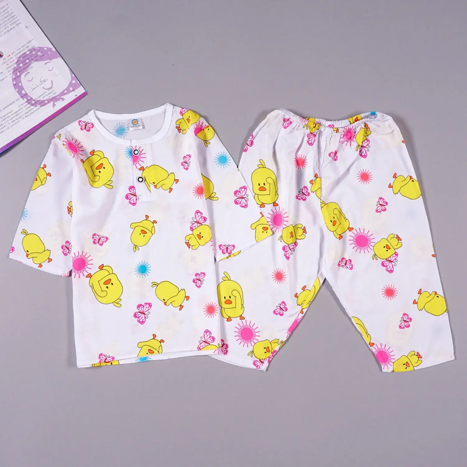 Children's Cartoon Cotton Silk Pajamas Set