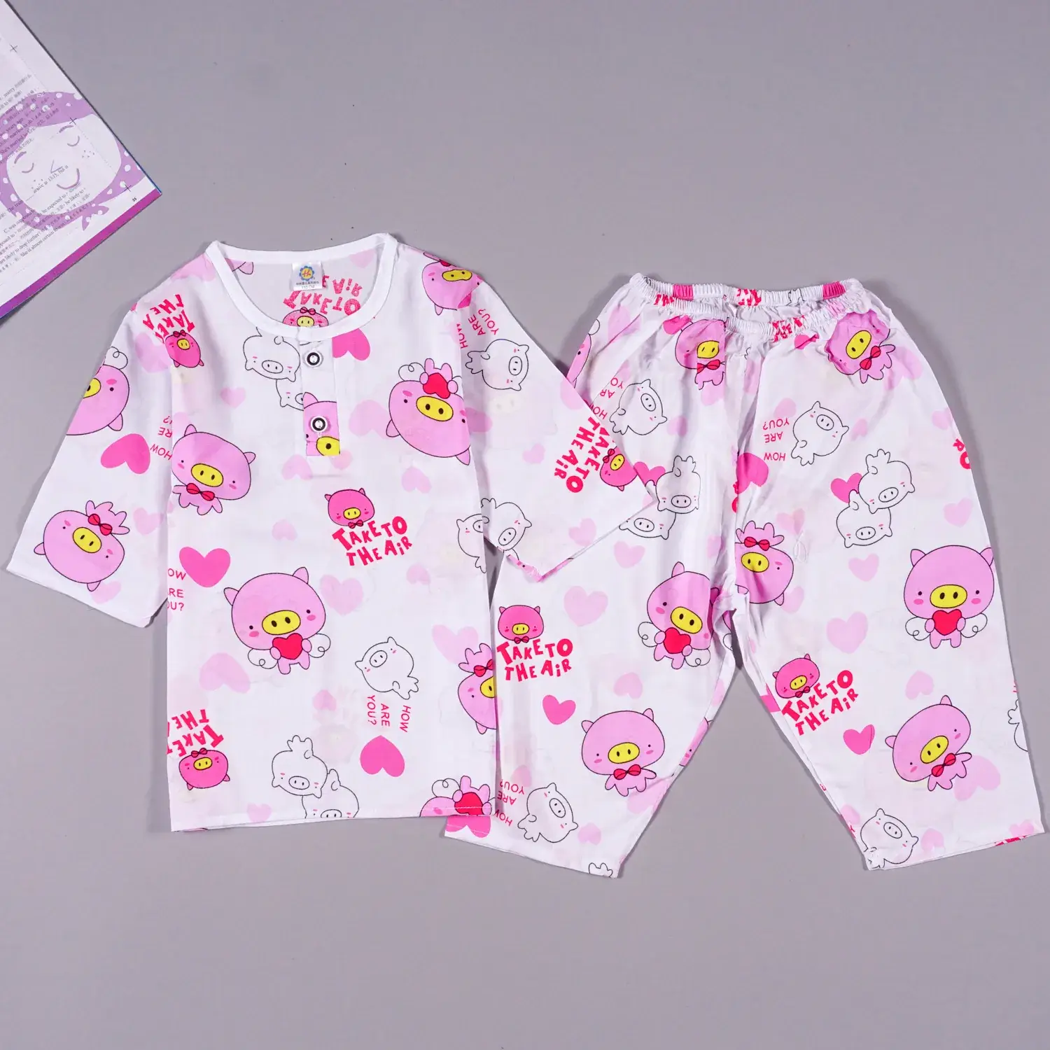 Children's Cartoon Cotton Silk Pajamas Set