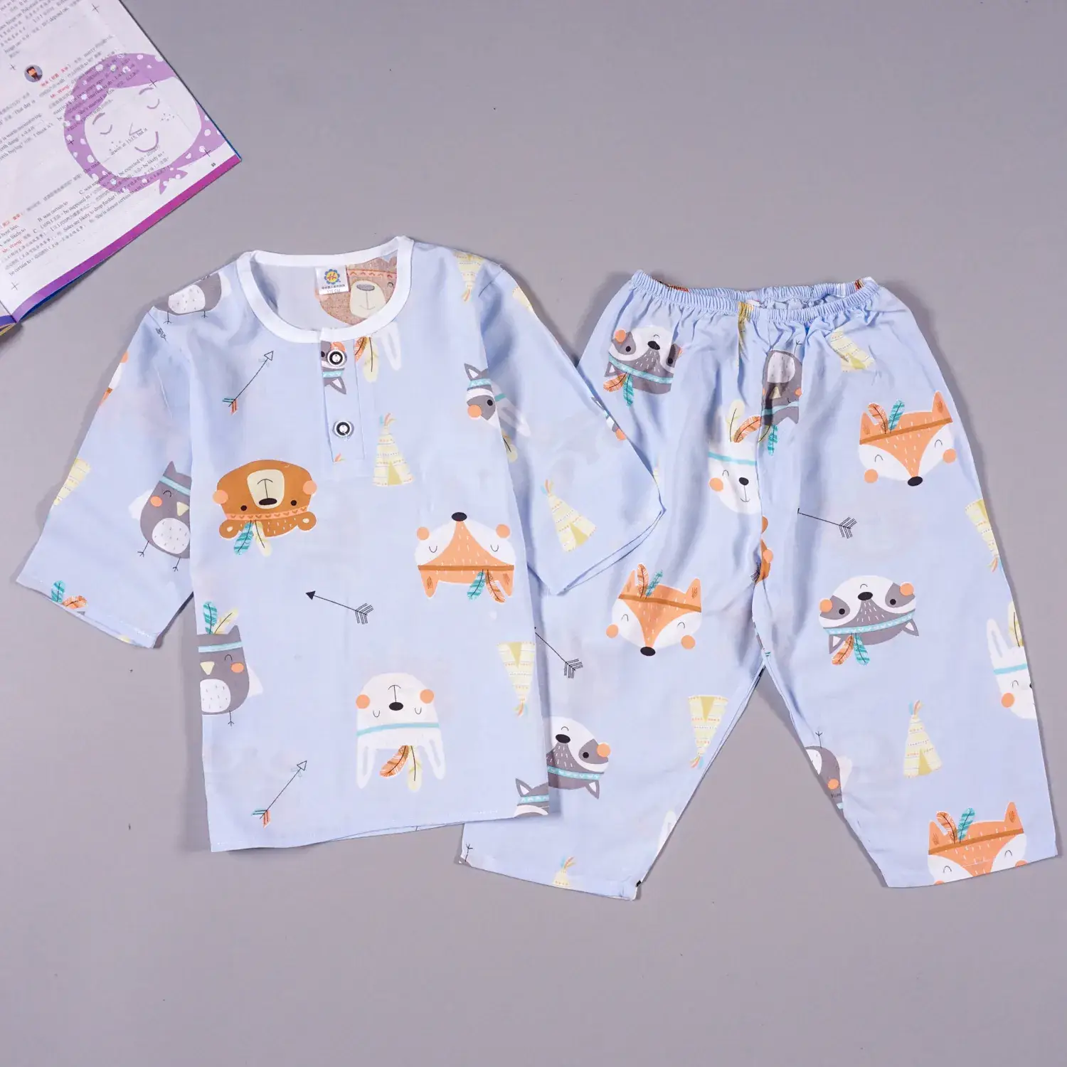 Children's Cartoon Cotton Silk Pajamas Set