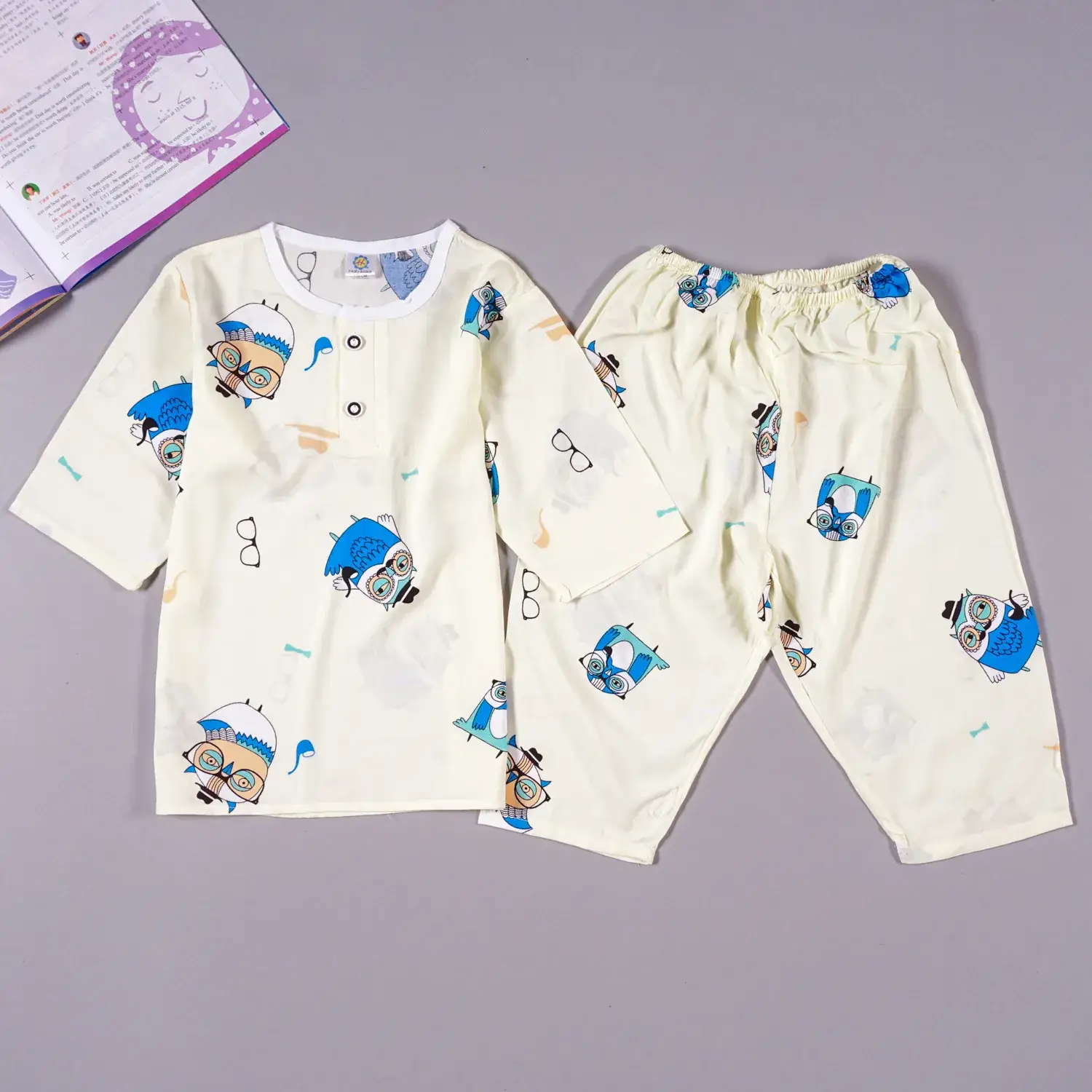 Children's Cartoon Cotton Silk Pajamas Set