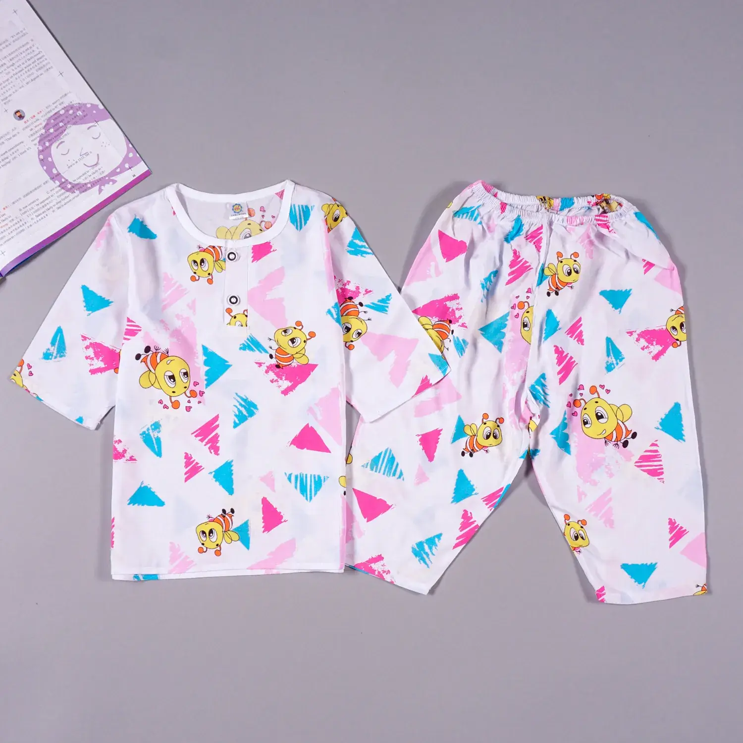 Children's Cartoon Cotton Silk Pajamas Set