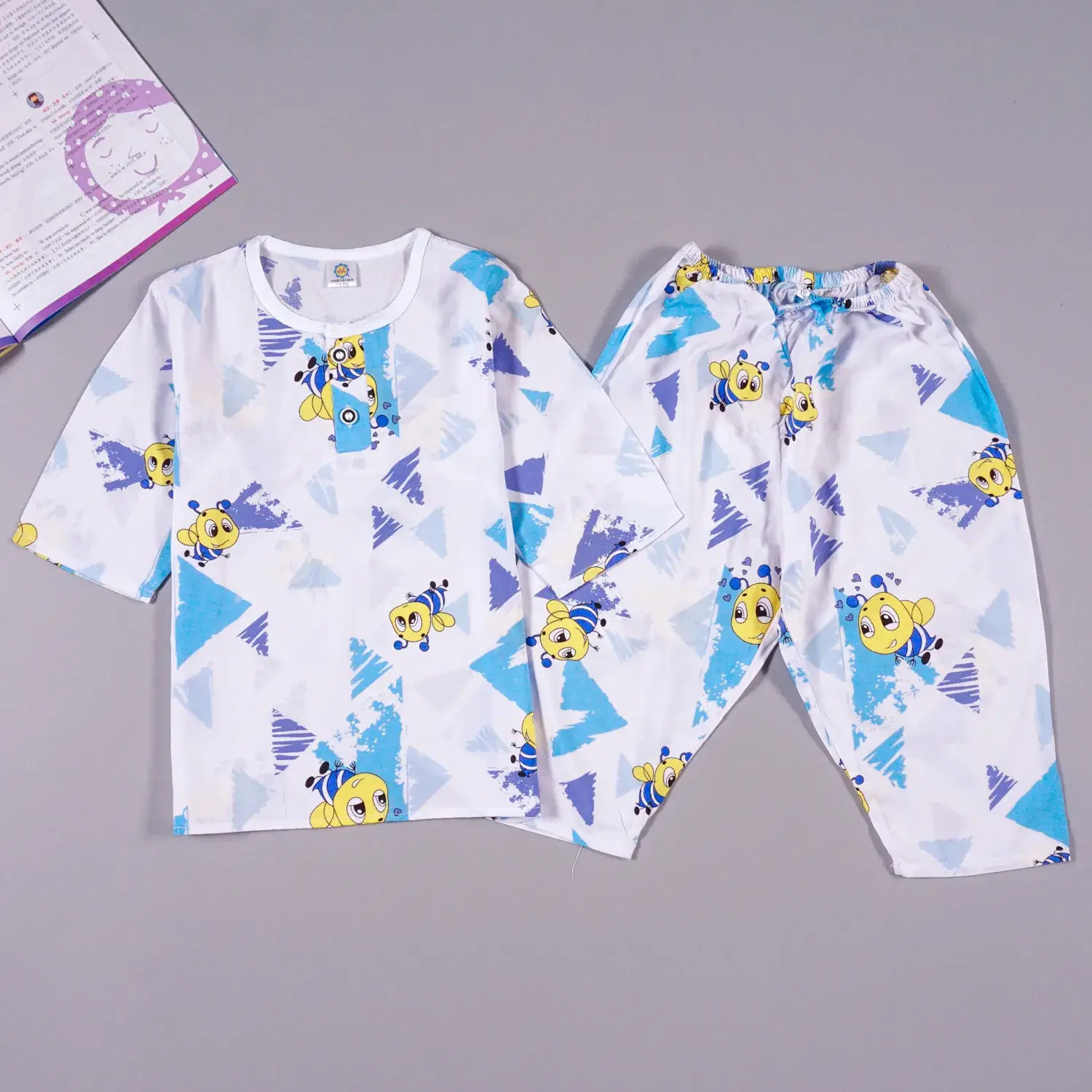 Children's Cartoon Cotton Silk Pajamas Set