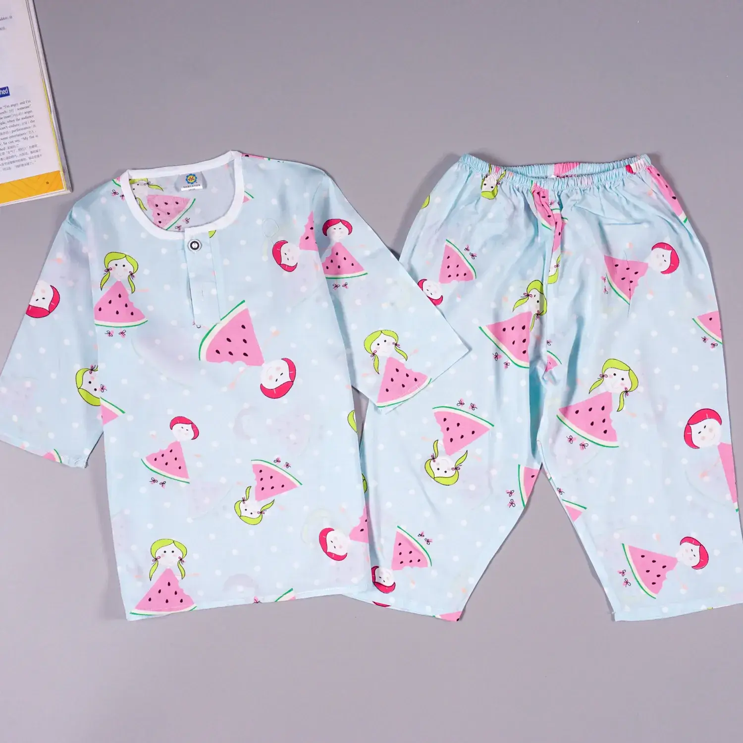 Children's Cartoon Cotton Silk Pajamas Set