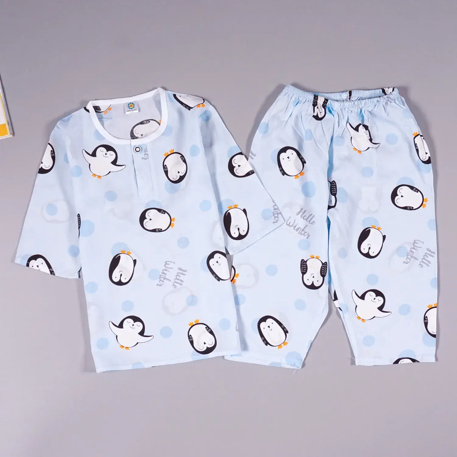 Children's Cartoon Cotton Silk Pajamas Set