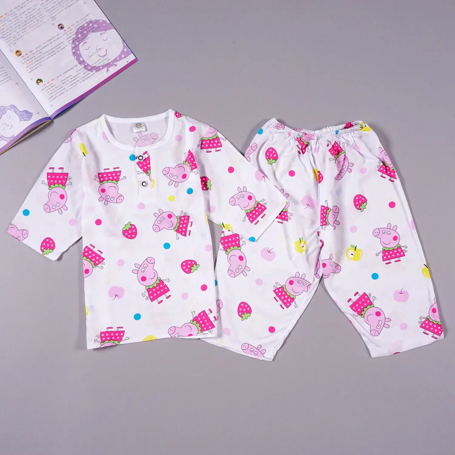 Children's Cartoon Cotton Silk Pajamas Set