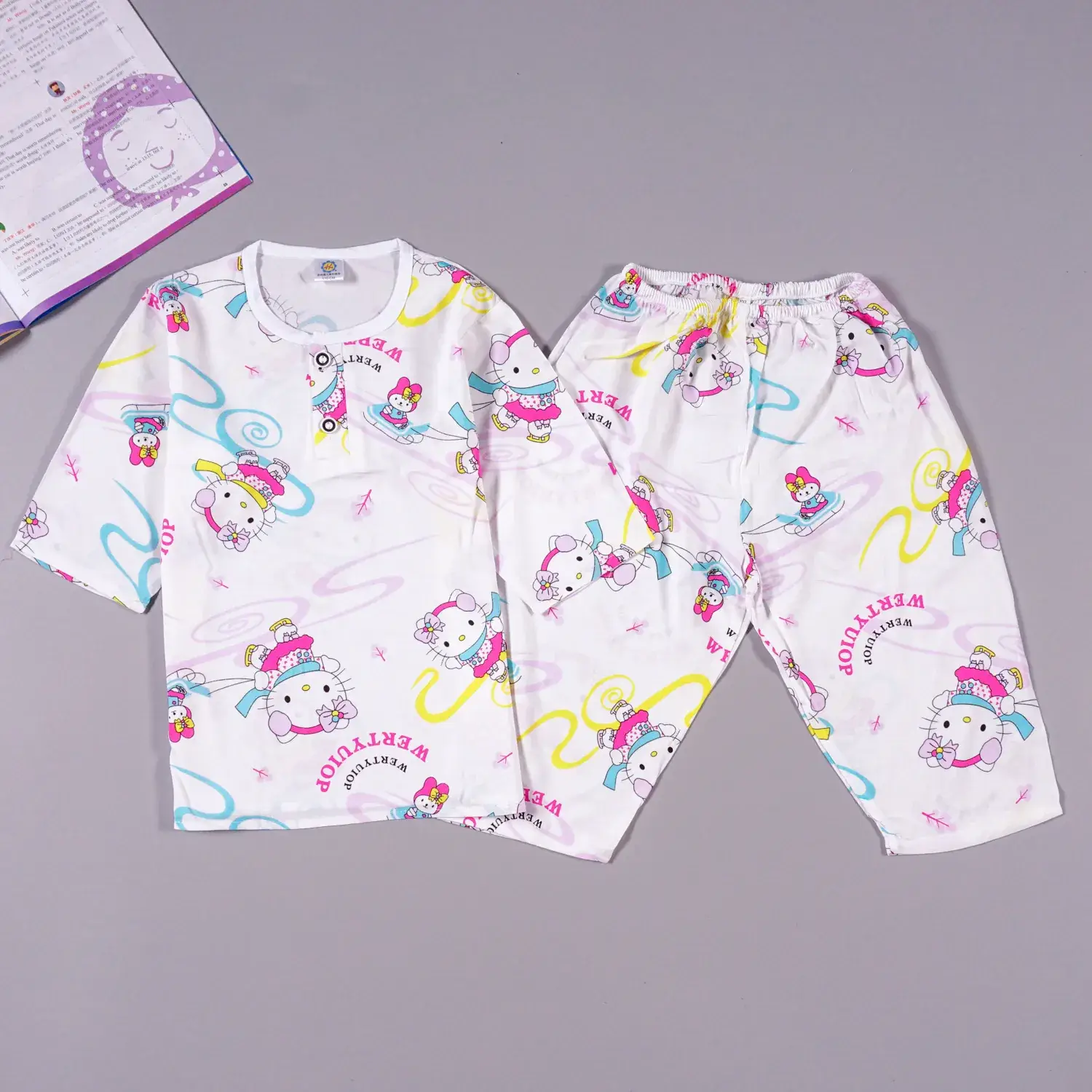 Children's Cartoon Cotton Silk Pajamas Set