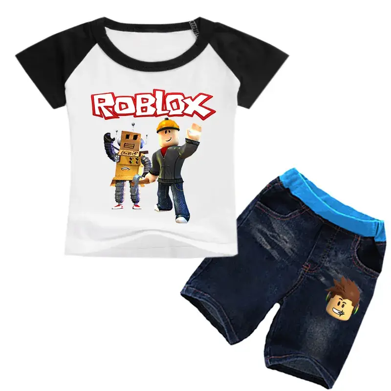 Roblox Printed Kids Top & Jeans Set White Blue — feature 11