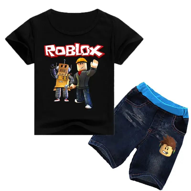 Roblox Printed Kids Top & Jeans Set White Blue — feature 6