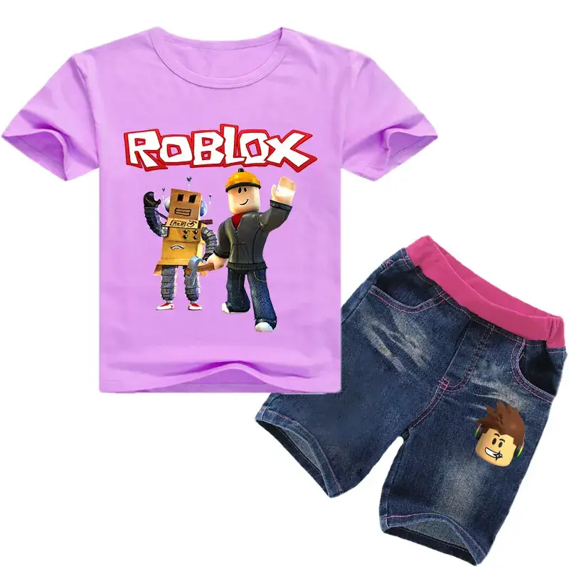 Roblox Printed Kids Top & Jeans Set White Blue — feature 7