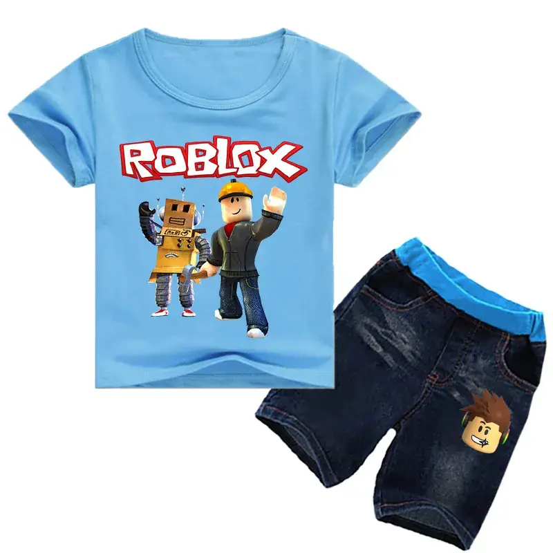 Roblox Printed Kids Top & Jeans Set White Blue — feature 8