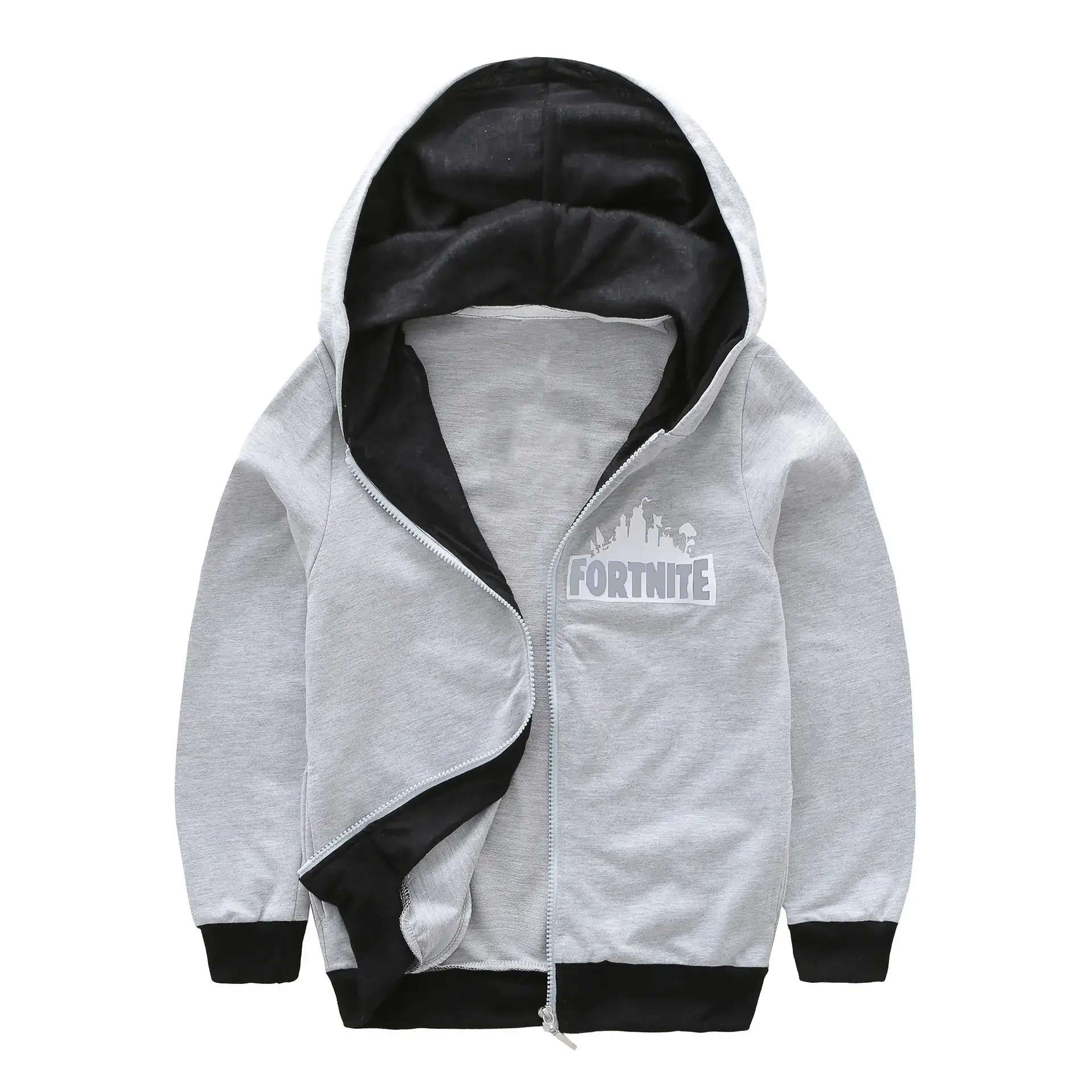 Men's Grey Hooded Sweatshirt Zipper Double Layer Medium Large - Image 4