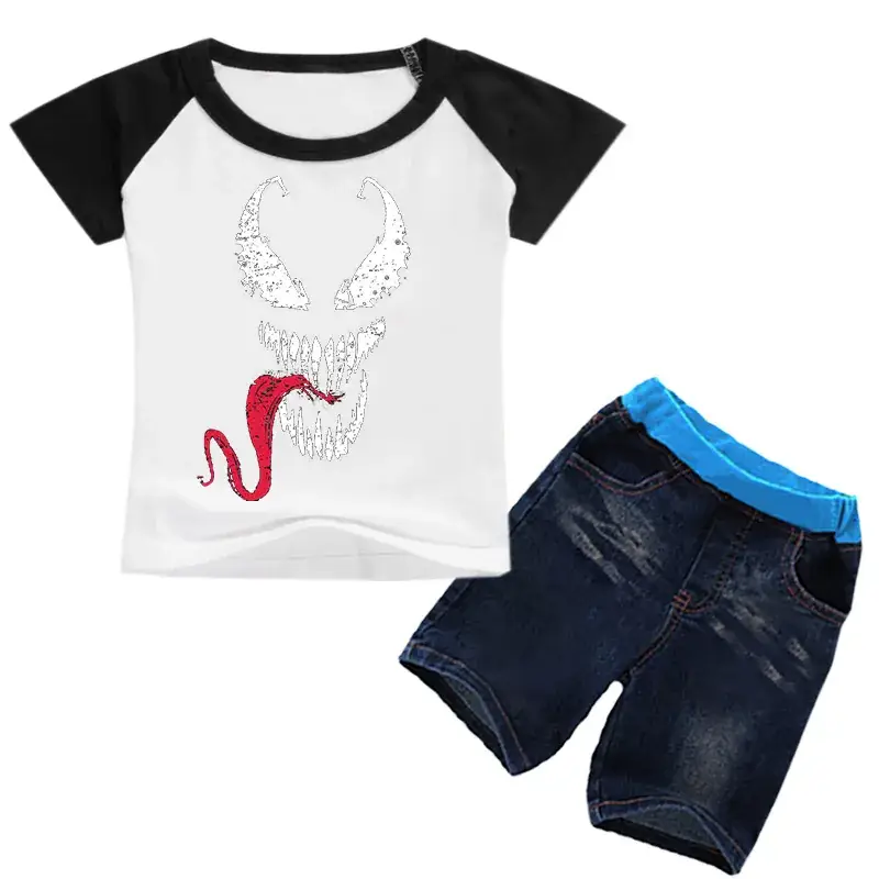 Children's Black Venom Print T-Shirt & Jeans Set — feature 11