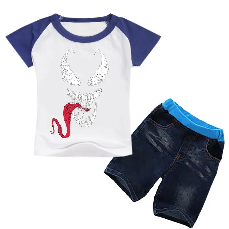 Children's Black Venom Print T-Shirt & Jeans Set — feature 12