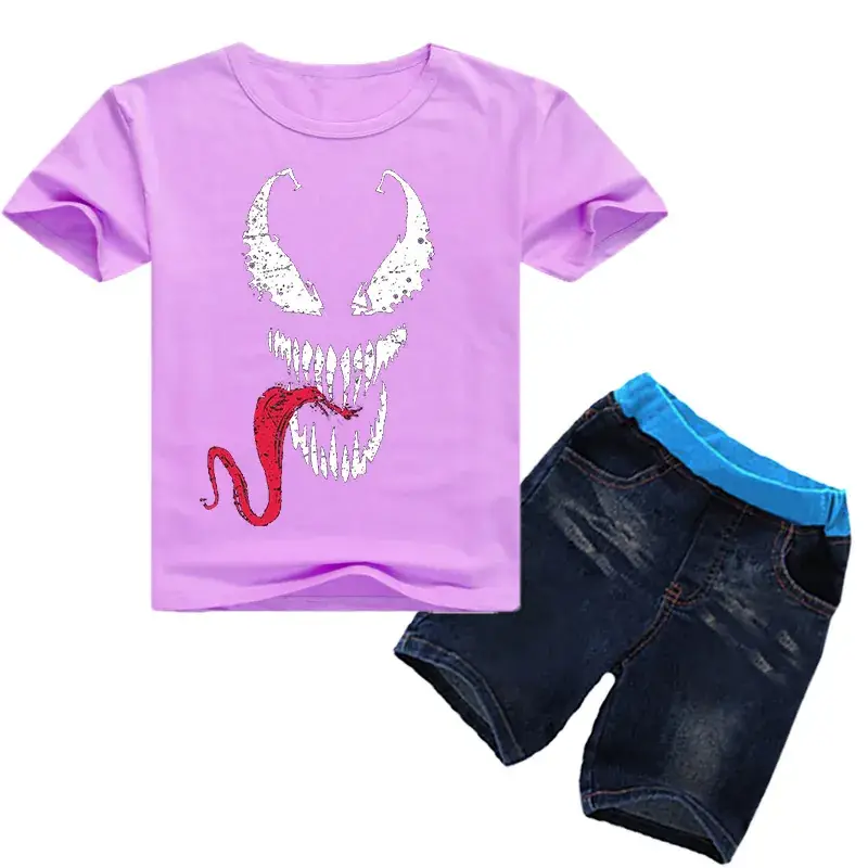 Children's Black Venom Print T-Shirt & Jeans Set — feature 4