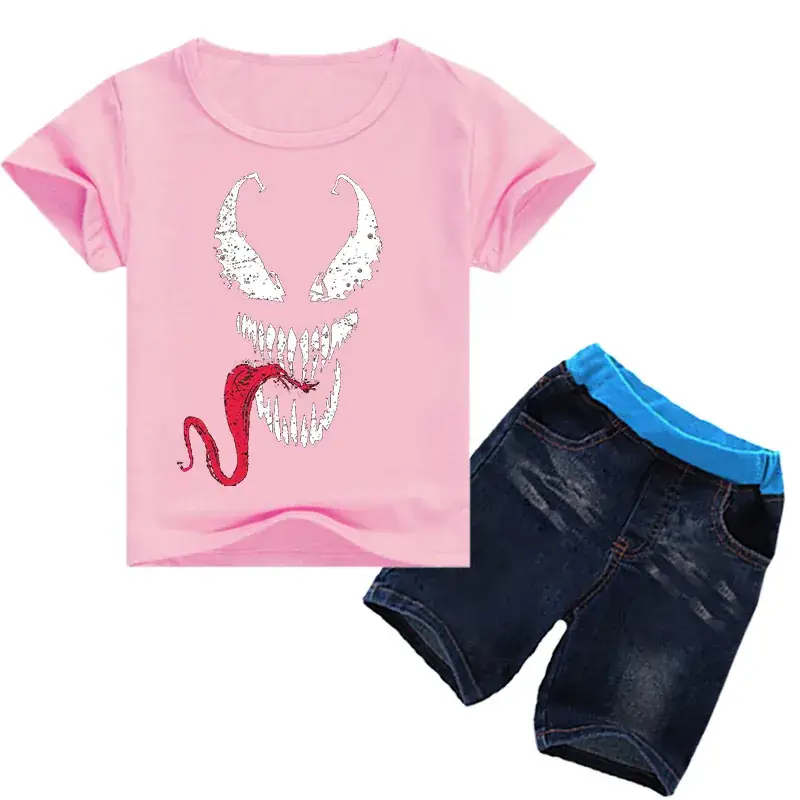 Children's Black Venom Print T-Shirt & Jeans Set — feature 8