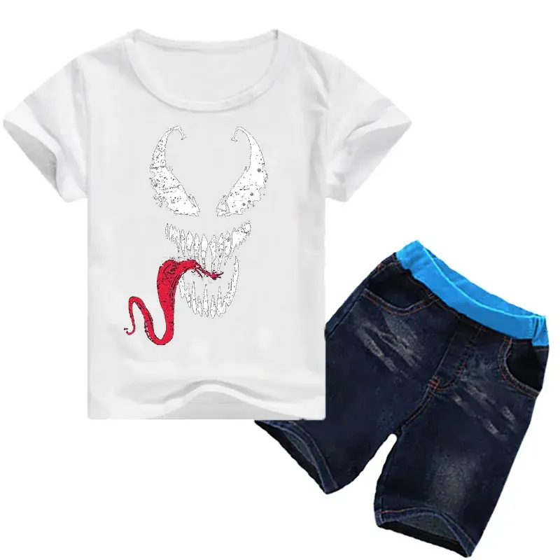 Children's Black Venom Print T-Shirt & Jeans Set — feature 9