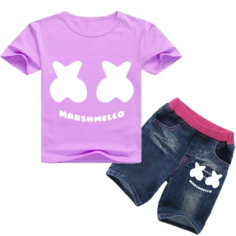 Marshmello Kids T-Shirt & Shorts Set Black Blue - Image 3