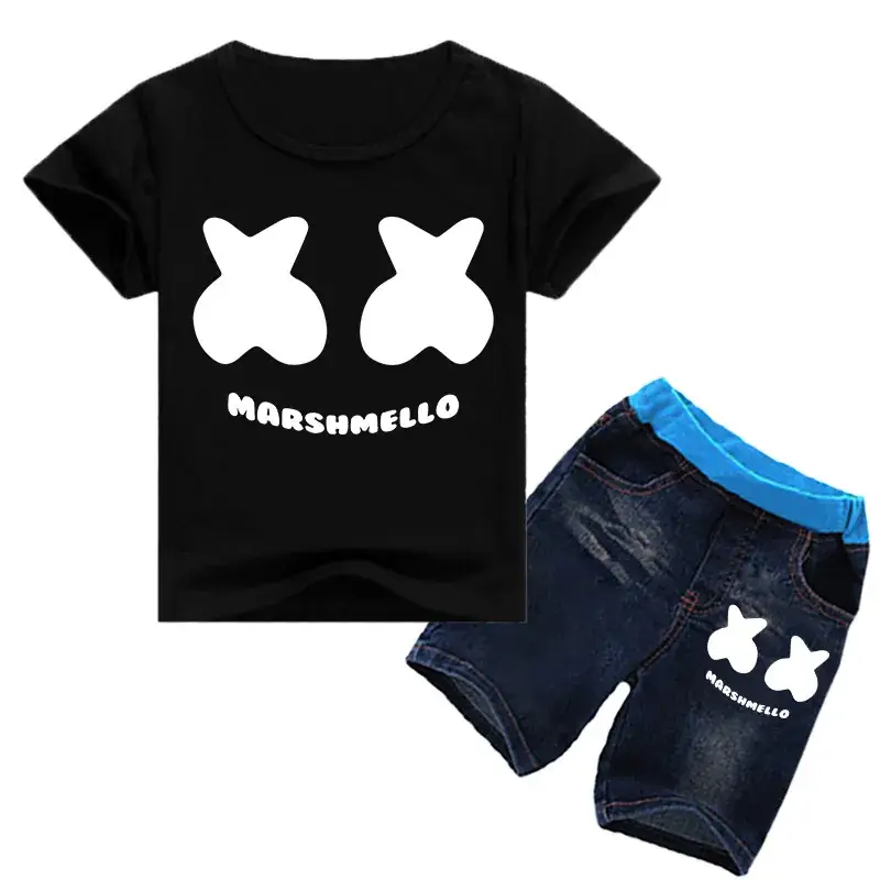 Marshmello Kids T-Shirt & Shorts Set Black Blue - Image 4