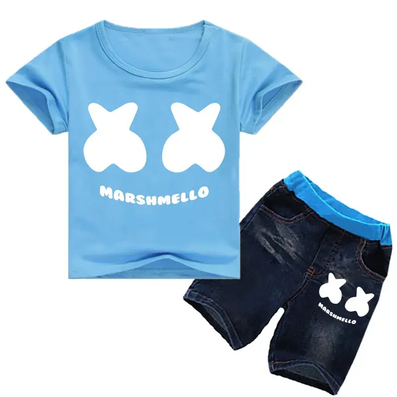 Marshmello Kids T-Shirt & Shorts Set Black Blue - Image 5