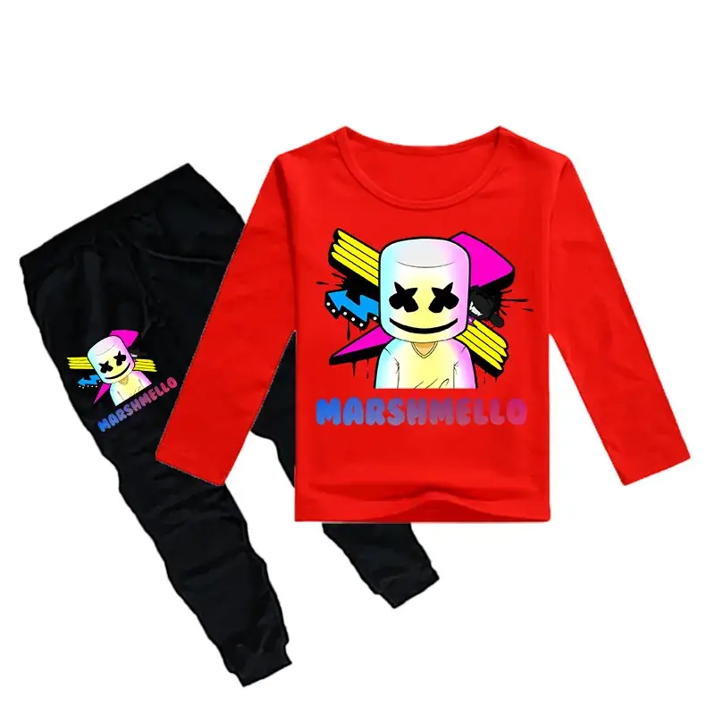 Kids Boys Red Cartoon T-Shirt & Black Pants Set — feature 6