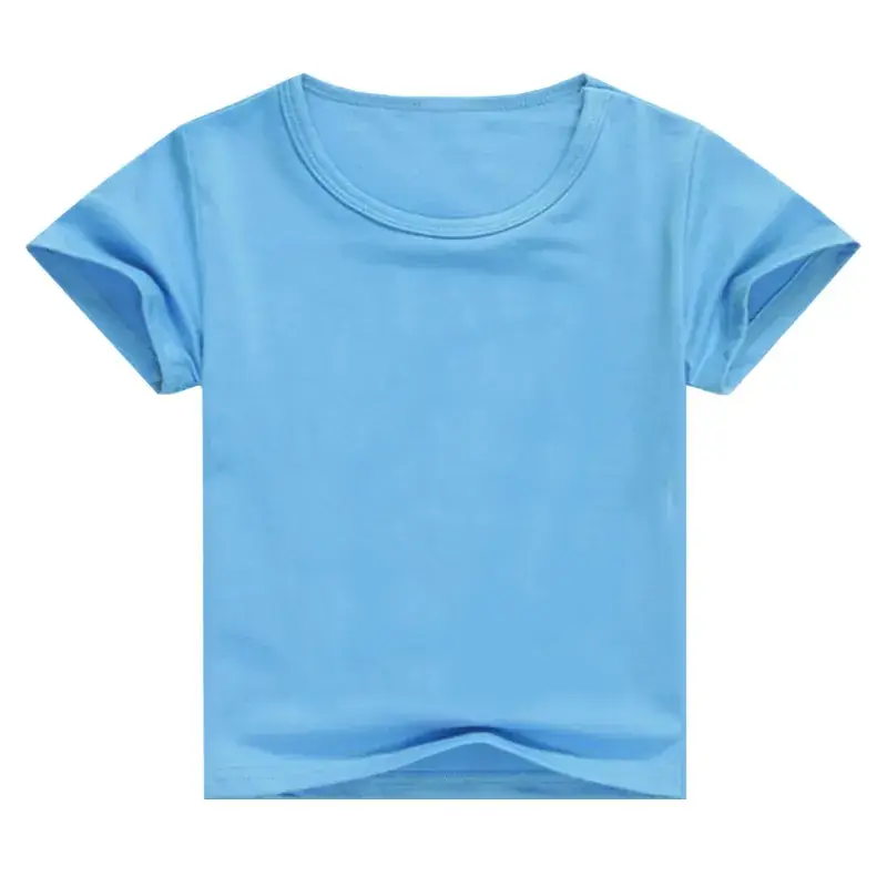 Kids Short Sleeve T-Shirt White Blue Cotton - Image 7