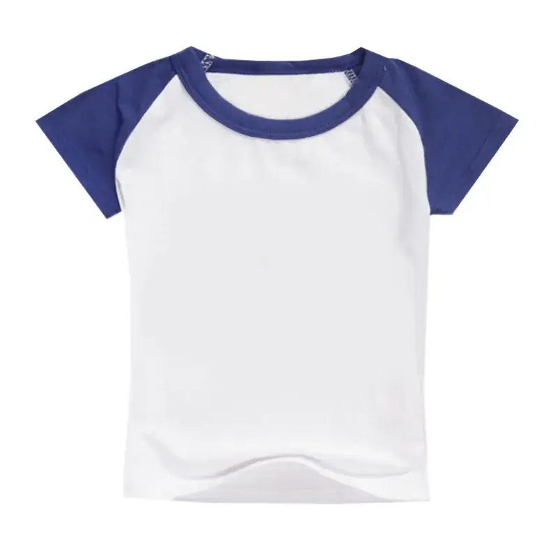 Kids Short Sleeve T-Shirt White Blue Cotton - Image 9