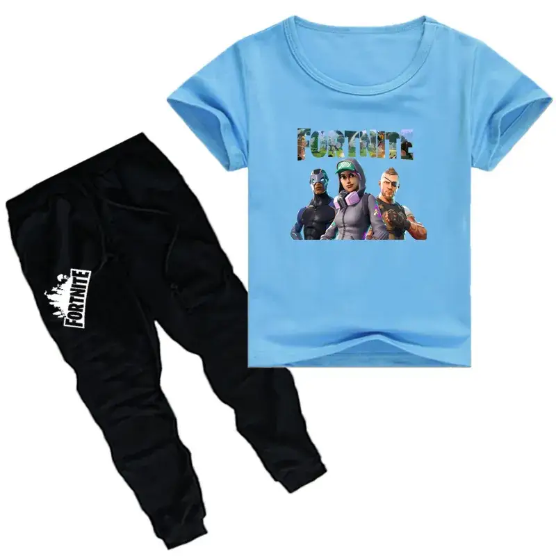 Kids Printed T-Shirt & Jogger Pants Set Purple Black - Image 12