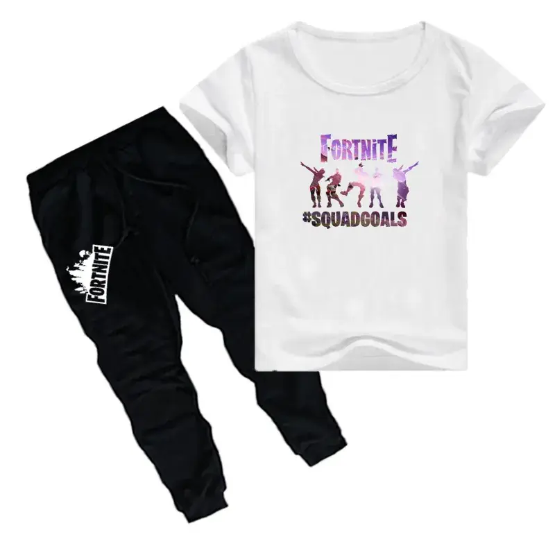 Kids Printed T-Shirt & Jogger Pants Set Purple Black — feature 3