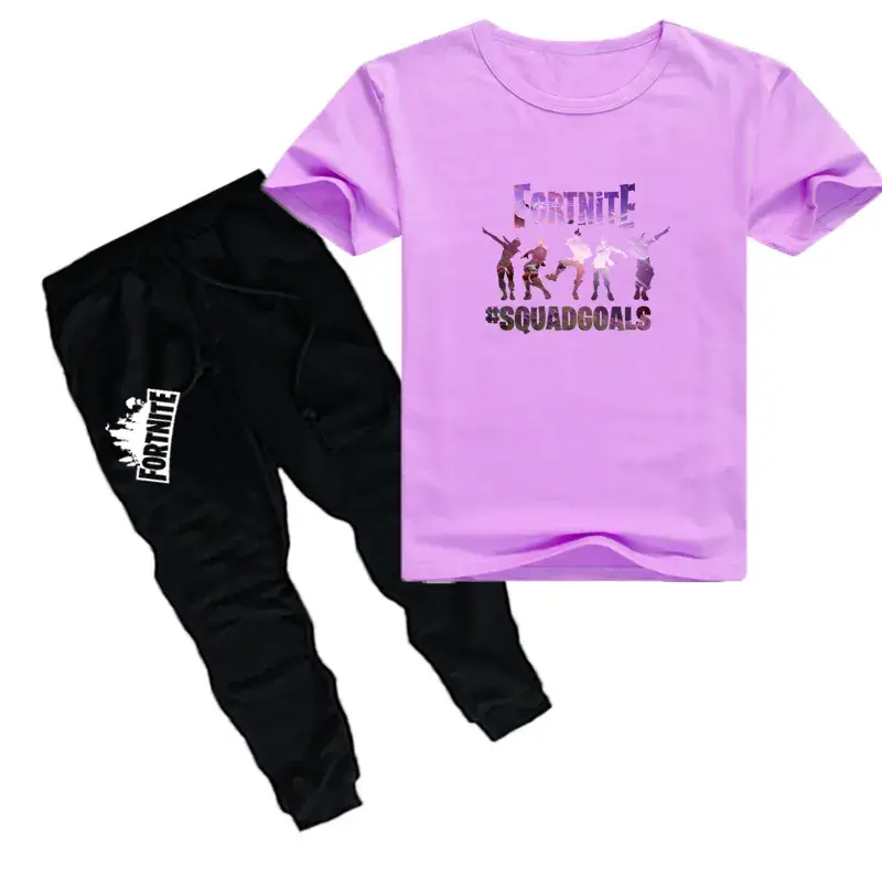 Kids Printed T-Shirt & Jogger Pants Set Purple Black — feature 8