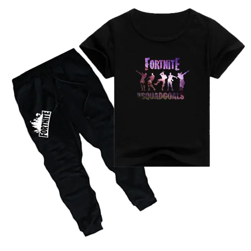 Kids Printed T-Shirt & Jogger Pants Set Purple Black — feature 9
