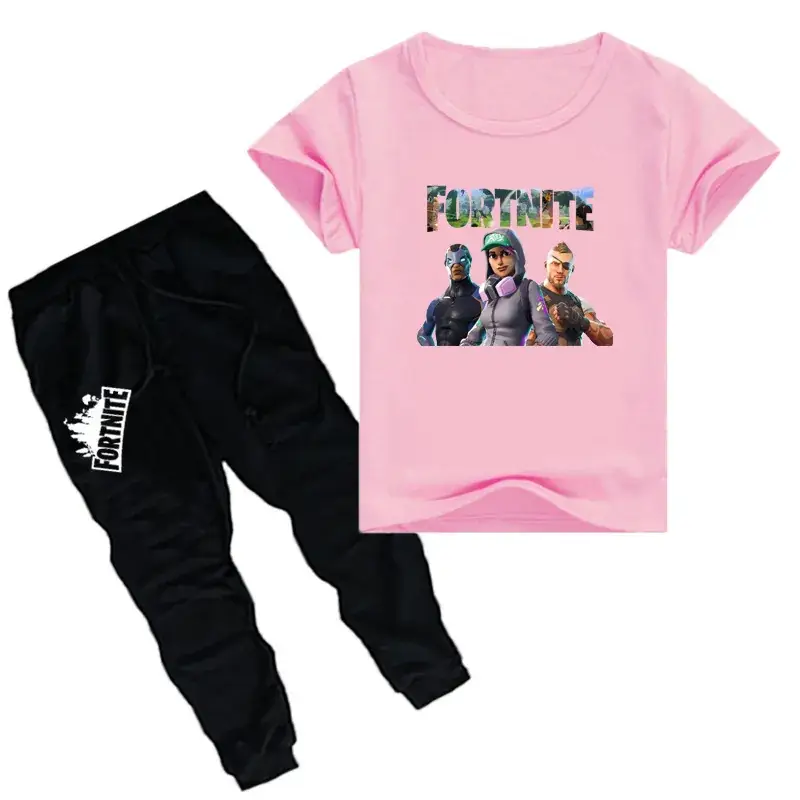 Kids Printed T-Shirt & Jogger Pants Set Purple Black - Image 2
