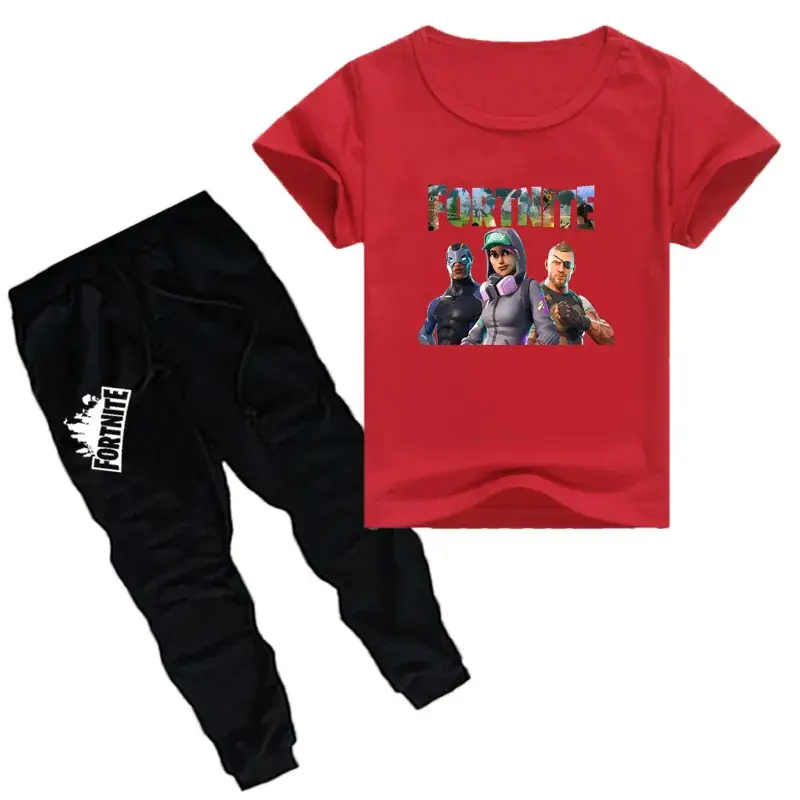 Kids Printed T-Shirt & Jogger Pants Set Purple Black - Image 4