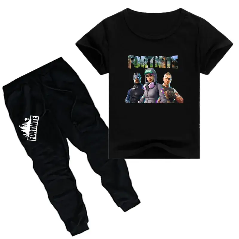Kids Printed T-Shirt & Jogger Pants Set Purple Black - Image 6