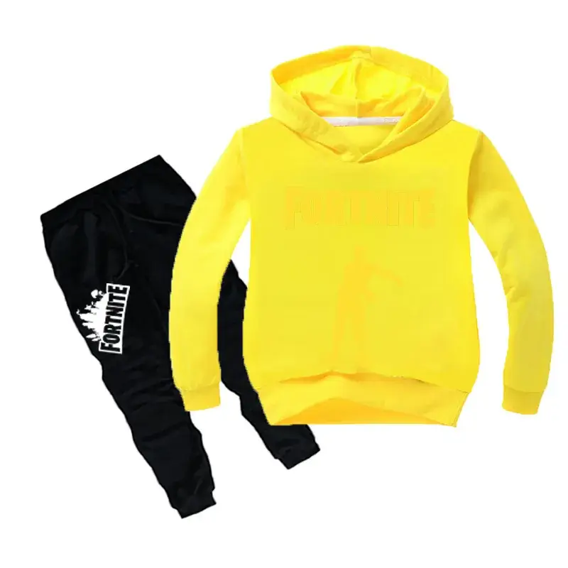 Children Fortnite Hoodie & Jogger Pants Set Red Black Cotton - Image 2