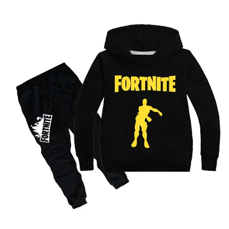 Children Fortnite Hoodie & Jogger Pants Set Red Black Cotton - Image 5