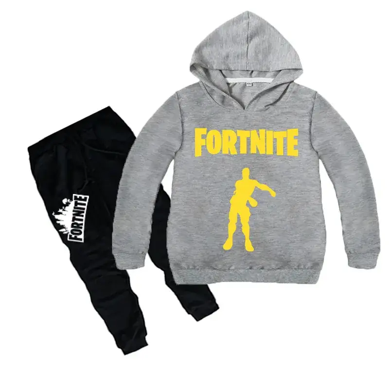 Children Fortnite Hoodie & Jogger Pants Set Red Black Cotton - Image 4