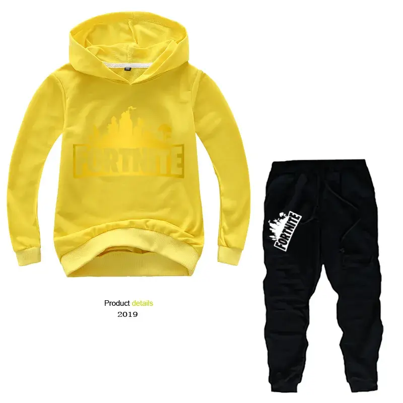 Children's Yellow Cresty Hoodie & Black Trousers Set - Image 2