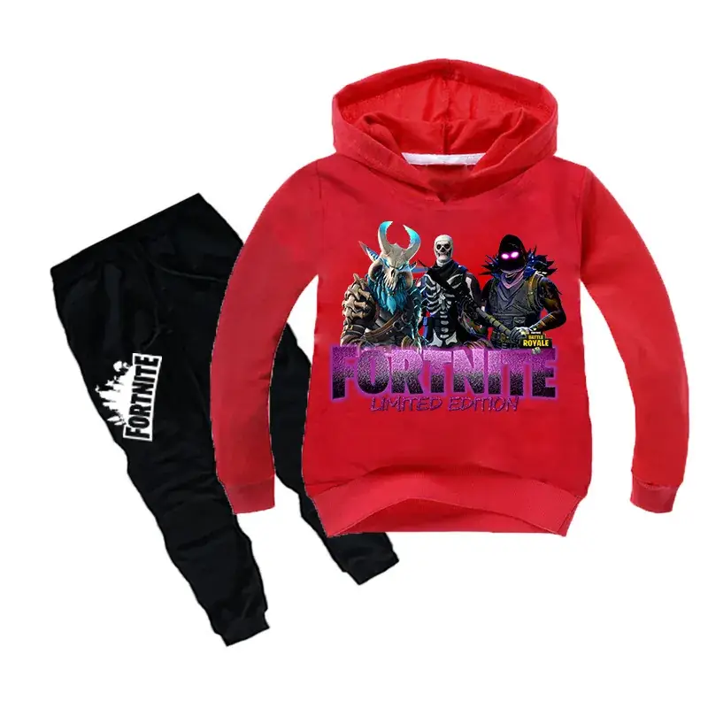 Children Fortnite Hoodie Sweatshirt Set Pink Black - Image 2