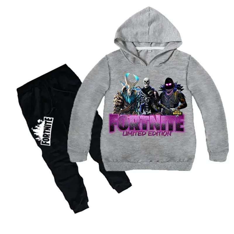 Children Fortnite Hoodie Sweatshirt Set Pink Black - Image 3