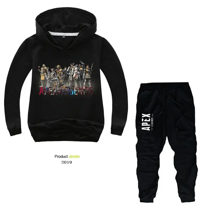 Kids Korean Wave Hoodie Pants Set Light Blue Black - Image 5