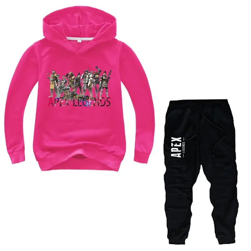 Kids Korean Wave Hoodie Pants Set Light Blue Black - Image 10